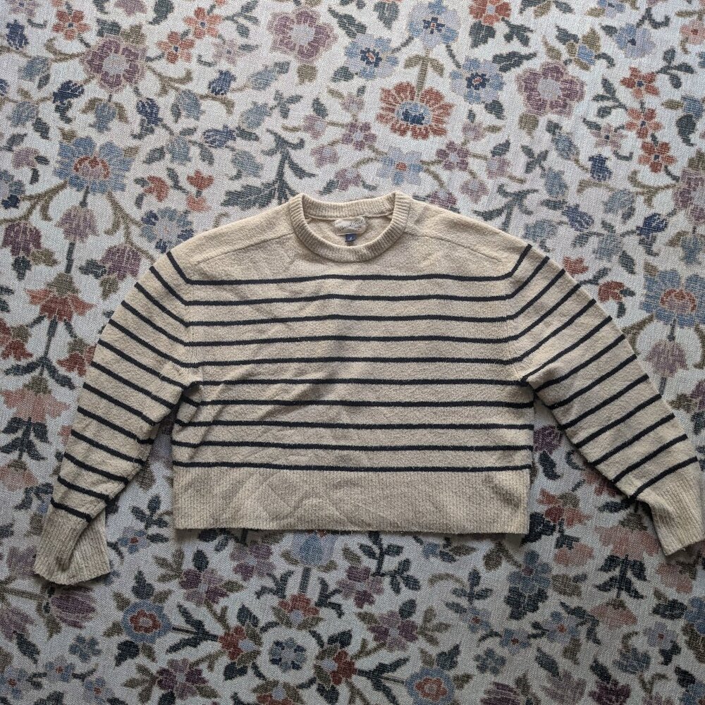 Cream Sweater with Black Stripes